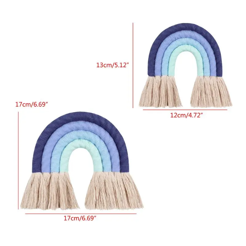 

T3EC Macrame Woven Wall Hanging Chic Room Rainbow Tapestry Apartment Dorm Room Decor