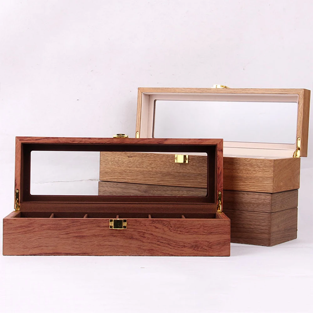 

Wooden 6 Slot Travel Vintage Style Display Durable Watch Box Glass Top Protective Jewelry Organizer Storage Case Practical