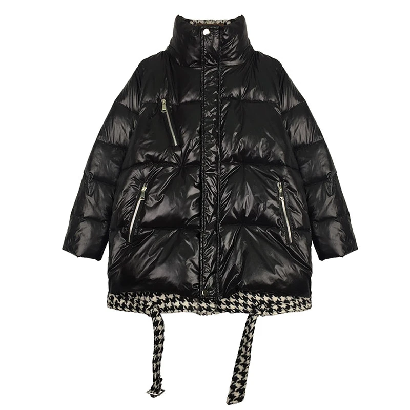 Осень зима 2021 новая куртка с рисунком гусиные лапки и хлопковой подкладкой в