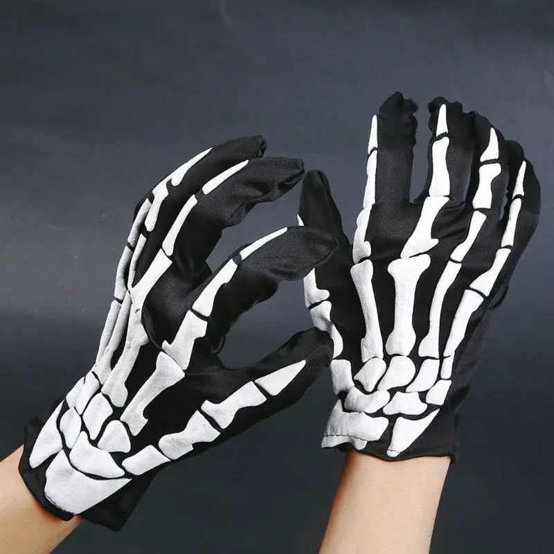 

1 Pair Cycling Bicycle Motorcycle Halloween Skull Claw Bone Skeleton Gloves Goth Racing Full Finger Touch Screen Glove For