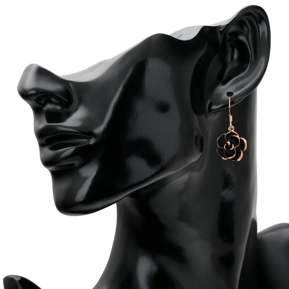 Высококачественные серьги капли черного розового золота изготовленные с