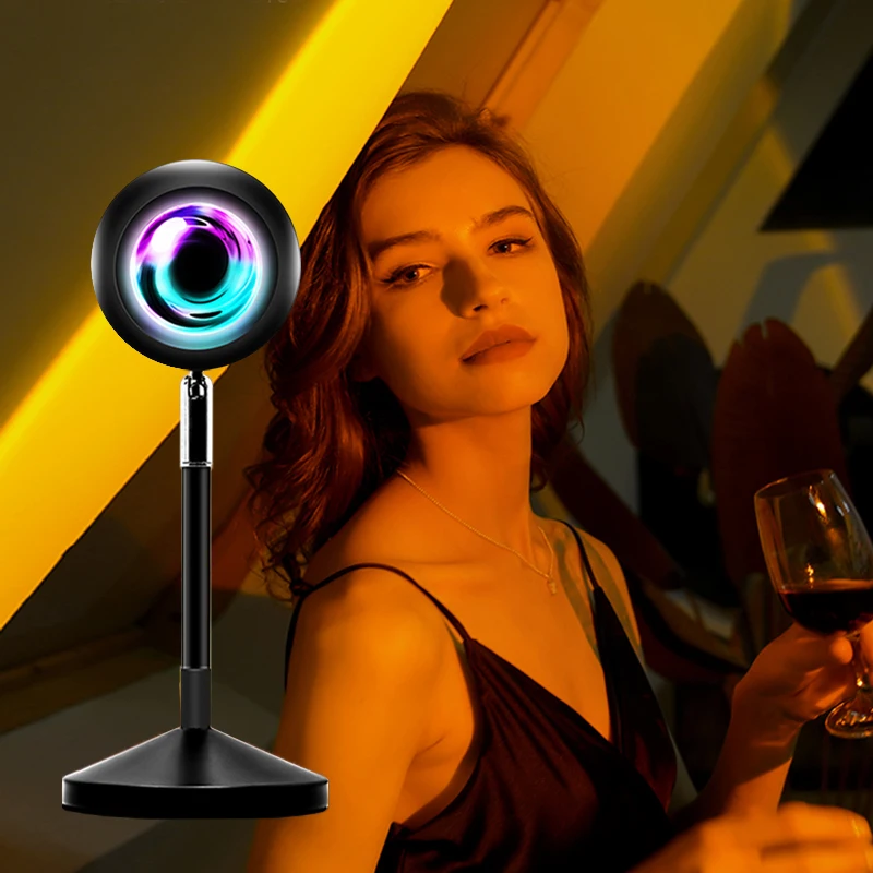 

Projector Lamp Sunset Rainbow Night Light Atmosphere Lighting With Remote Control Colorful Change Room Christmas Decoration