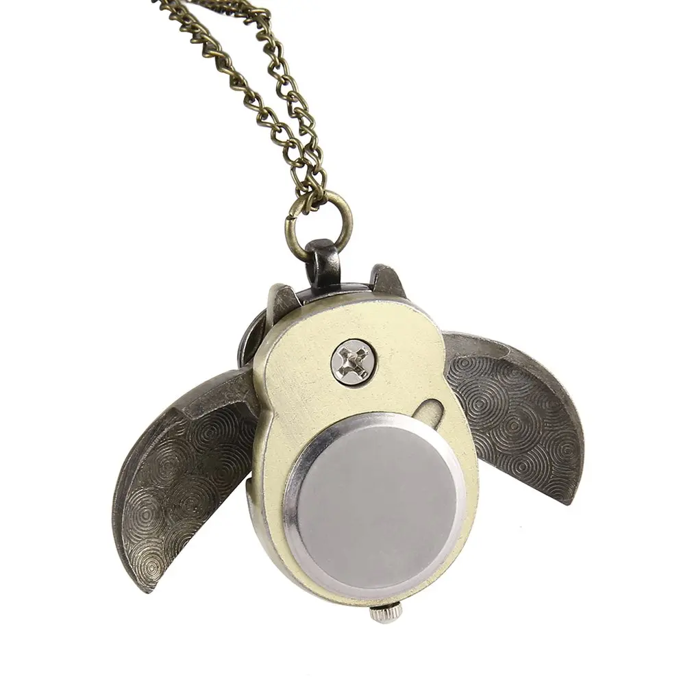 Stylish Cartoon Retro Bronze Owl Pocket Watch Sweater Chain Necklace Slide relogio de bolsob Unisex Kids Gift | Наручные часы