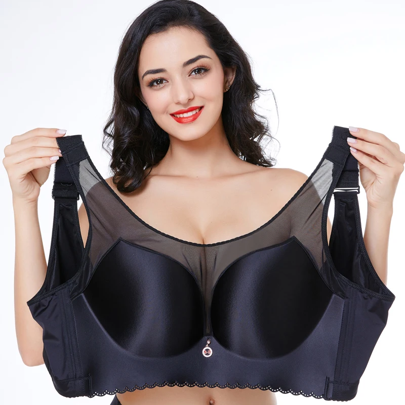 

Ladies Big Size 3/4 Cup Lace Push Up Bra Black Bralette Deep V Women's Bras Underwear Lace Large Cup