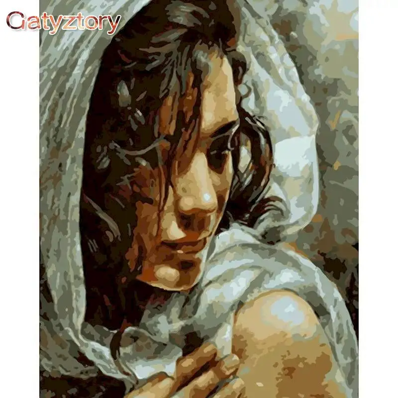 

GATYZTORY 60x75cm Frameless DIY Oil Painting By Numbers Kits Woemn Paint By Numbers On Canvas Figure Wall Art Unique Gift