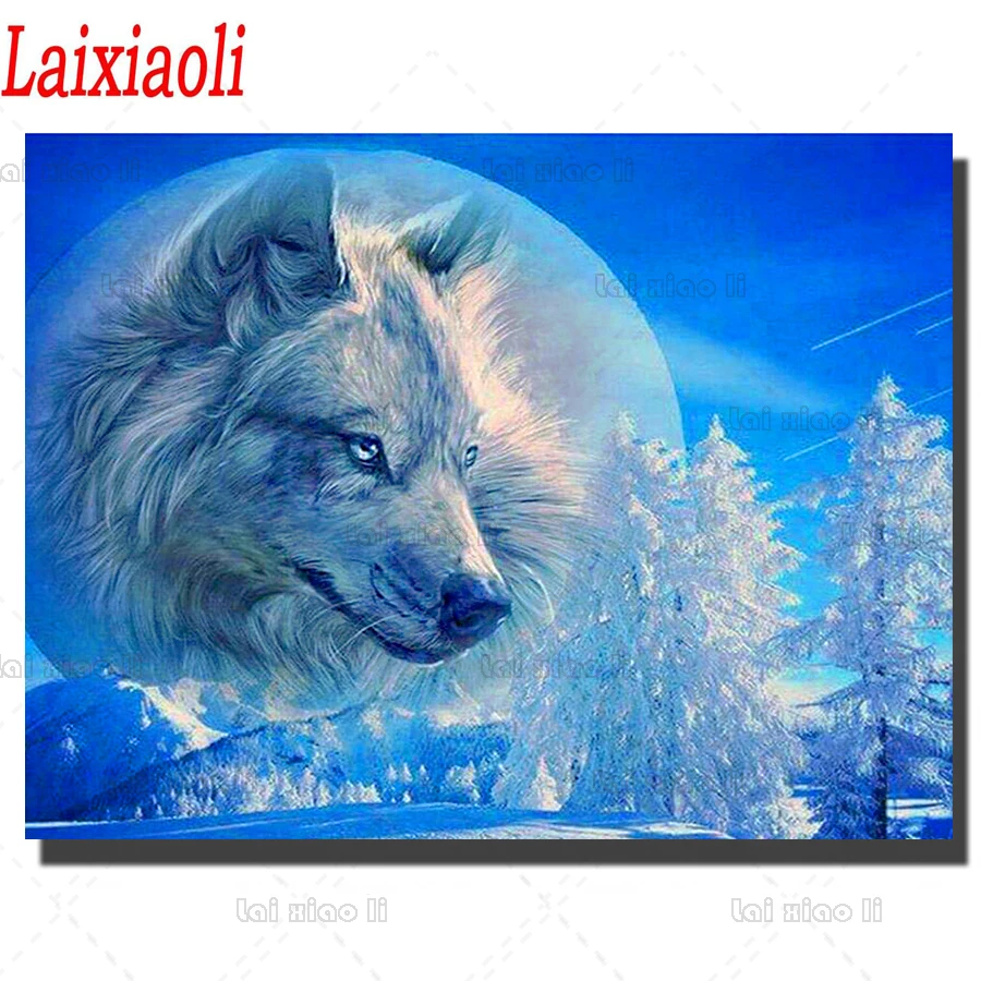 

Алмазная вышивка с Луной волк снежное дерево 5 d Алмазная картина для творчества Набор для вышивки Алмазный зимний пейзаж