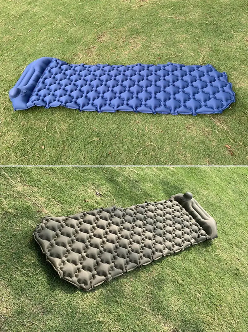 comprar Almofada De Dormir De Acampamento Com Bomba Embutida Atualizado Esteira De Acampamento Inflável Com Travesseiro Para Mochila, Viajar, Caminhadas