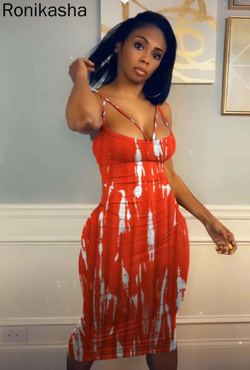 

Ronikasha 2021 Hot Sale Party Dress For Women Fashion Print Square NeckSleeveless Slimming Waist Lady Bodycon Dresses