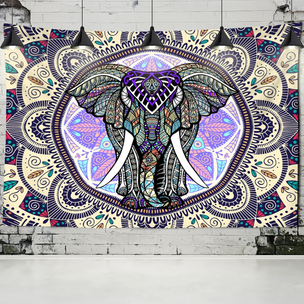 Гобелен с изображением мандалы слона настенный богемный индийский абстрактный