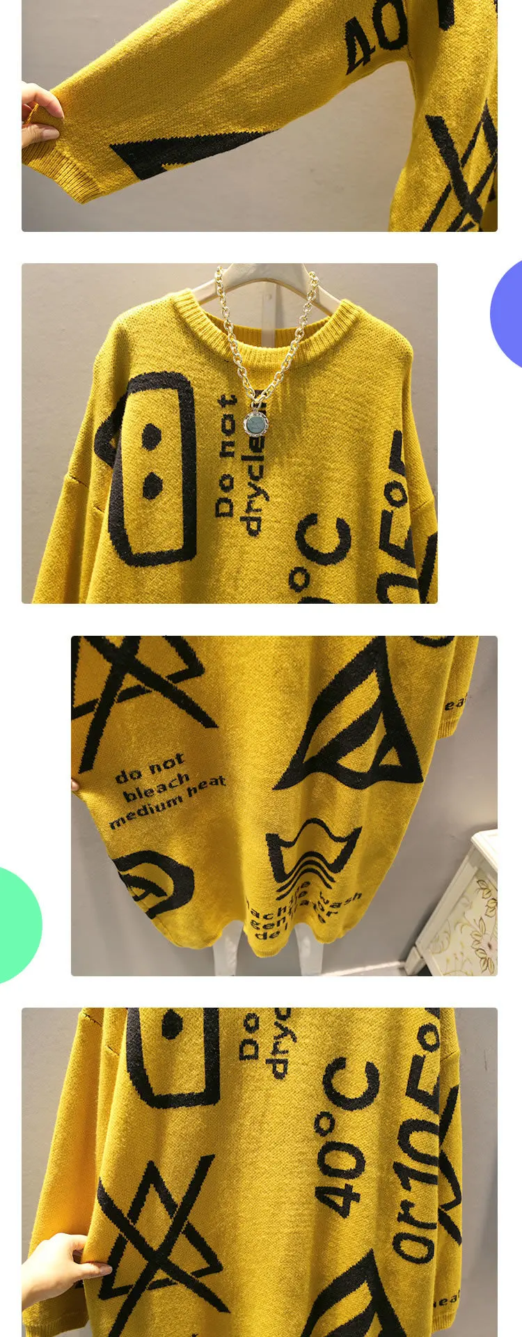 TVVOVVIN Knitted Geometrical Sweater Women Pullover Autumn Letter Small Fresh O Neck Full Sleeve Casual Style Sweater L530