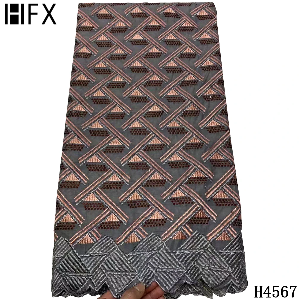 HFX 2021 Лидер продаж в африканском стиле кружево ткань Серый швейцарская вуаль