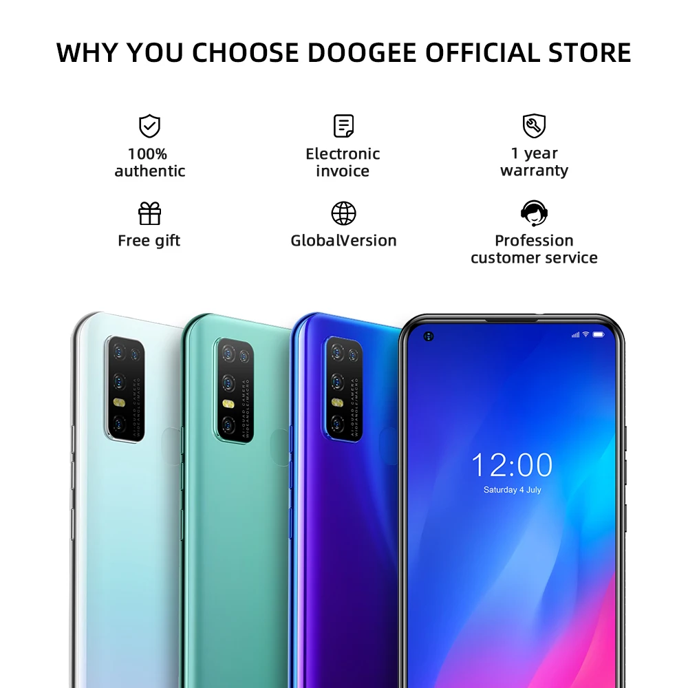 DOOGEE-tel&eacute;fono inteligente N30 versi&oacute;n Global, smartphone con pantalla de 6,55 pulgadas, Quad C&aacute;mara, 4GB, 128GB ROM, Helio A25, ocho n&uacute;cleos, bater&iacute;a de 4500mAh-4