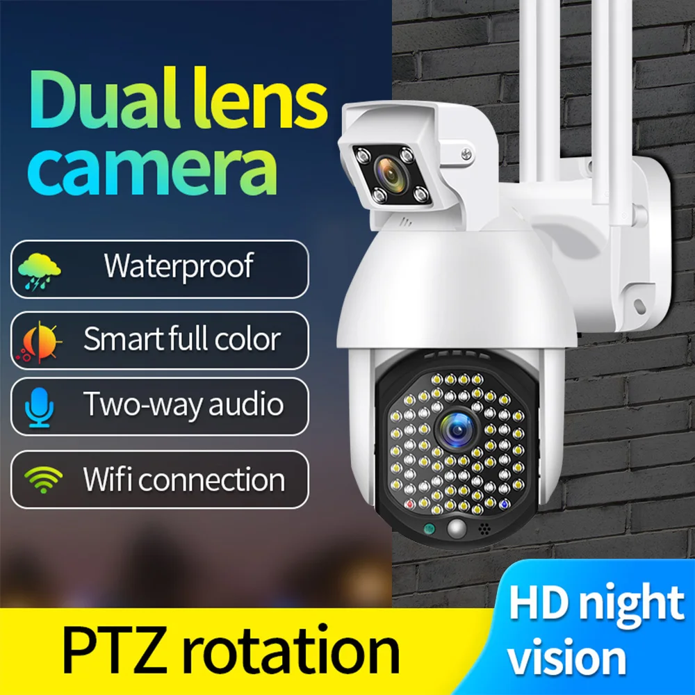 

IP-камера с двойным объективом, 1080P, Wi-Fi, PTZ, ИК, ночное видение