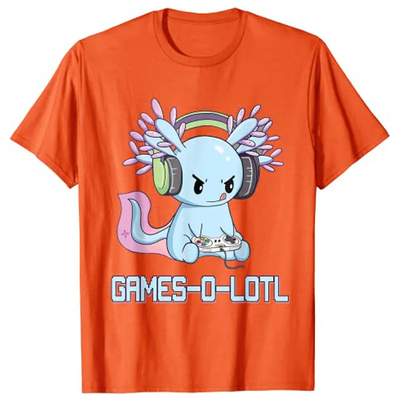Gamesolotl Axolotl Video Gamer Kawaii Pastel Goth аниме футболка смешные Графические футболки топы |
