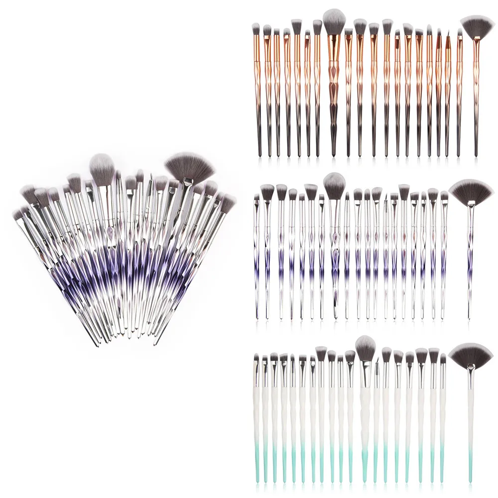 20pcs Diamond Gradient Handle Makeup Brush Set Professional Brushes Crystal Make Up For Tool | Красота и здоровье