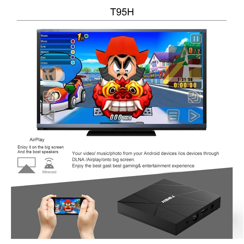 T95H Android 10 0 Смарт ТВ коробка 1/4GB Оперативная память 8/16/32 ГБ/64 Гб Встроенная Allwinnner H616
