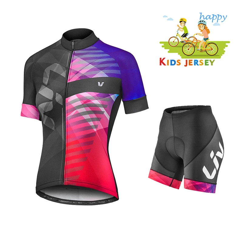 

Велосипедная одежда 2021 LIV с коротким рукавом, Детский комплект для велоспорта, летний детский Быстросохнущий комплект из Джерси для девочек...