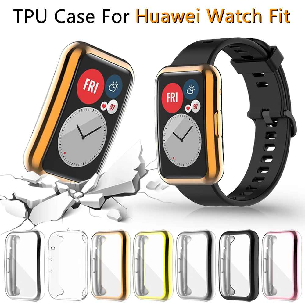 Screen Protector Case for Huawei Watch Fit TIA-B09 Ultra Slim Soft TPU Smartwatch Cover for Huawei Fit Protective Bumper Shell screen protector case for xiaomi mi watch clear soft tpu all around full protective cover ultra thin smartwatch bumper shell