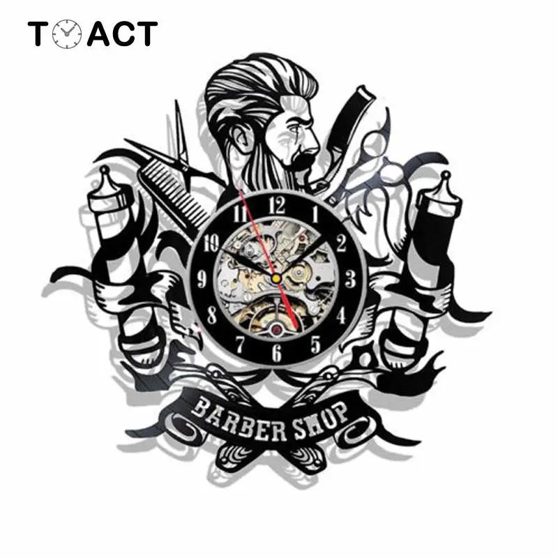 Стена парикмахерской виниловая запись часов современный дизайн Парикмахерская