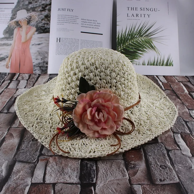 

2020 Foldable Straw Hat Female Summer Fisherman Hat Sunscreen Sun Hat Korean Version Holiday Seaside Sun Hat Tide