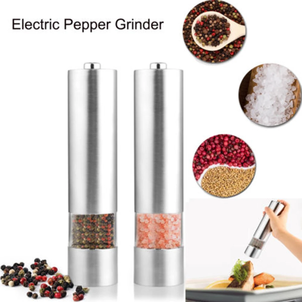 Мельница для перца с питанием от батарейки измельчитель соли из нержавеющей