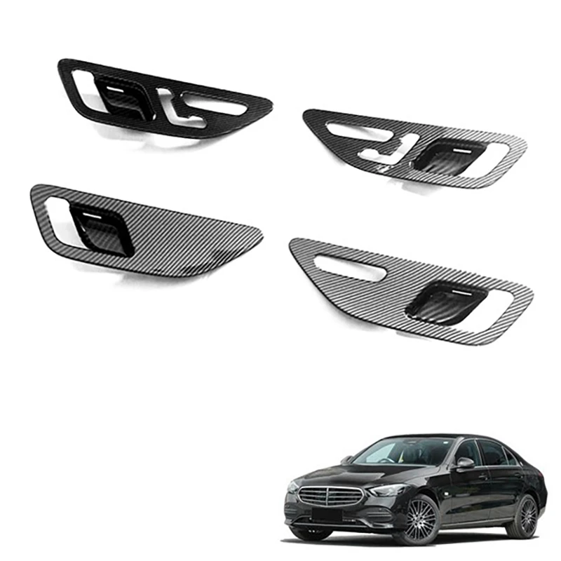 

4Pcs Carbon Fiber Interior Mouldings Inner Door Handle Bowl Panel Decoration Cover Trim for Benz C-Class W206 2021 2022