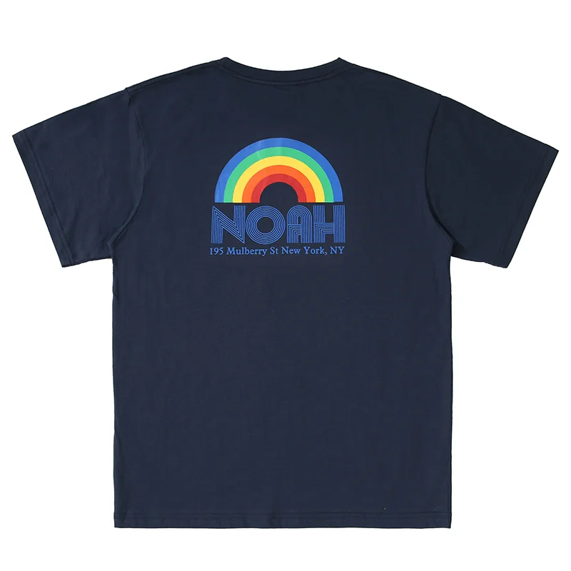 

Summer Style 2020 NOAH+ Rainbow Logo Printed Women Men Casual Short Sleeve T shirts Hiphop Skateboard Men Cotton T shirt Noah