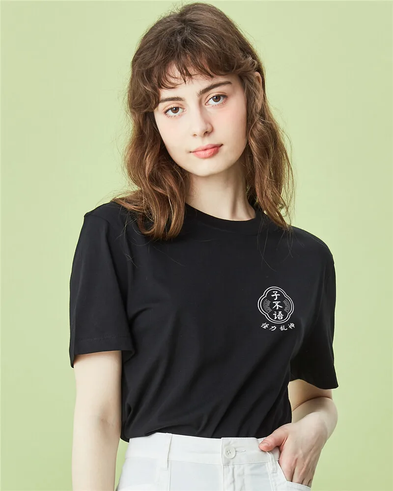 Женская футболка Giordano из хлопка однотонная ребристая с круглым вырезом мужская