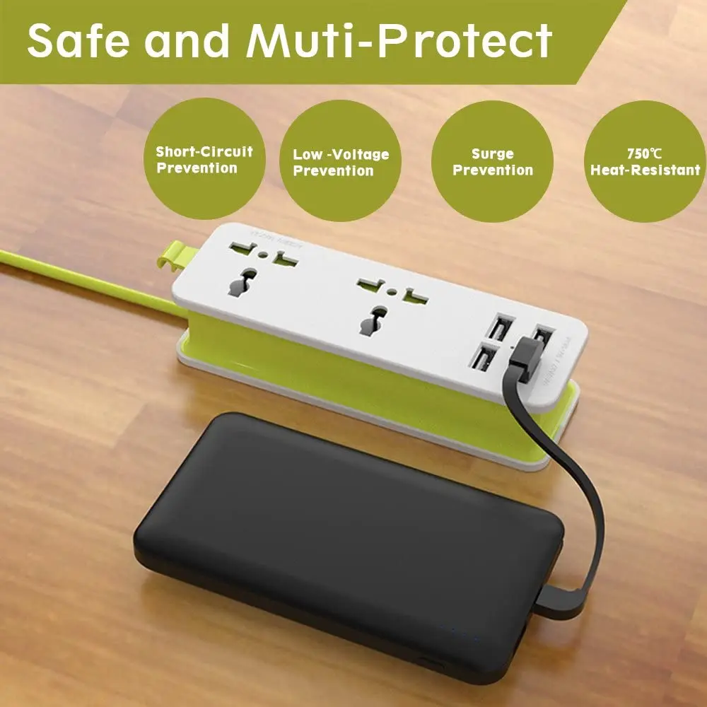 Outlet Travel Power Strip Surge Protector Socket With 4 Smart USB Charger Ports Multi-Port Wall with Desktop Hub | Электроника