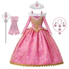 Детское платье с длинным рукавом Aurora, костюм принцессы для Хэллоуина, детский бальный наряд для рождественского дня рождения