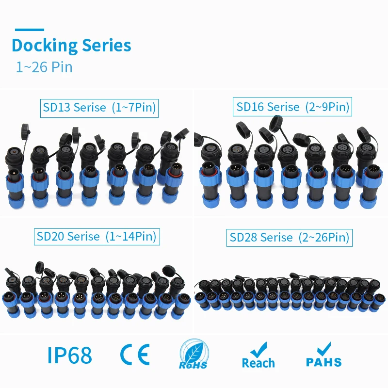 Водонепроницаемый док разъем IP68 светодиодные полосы вилки и розетки SP/SD/13/16/20/28