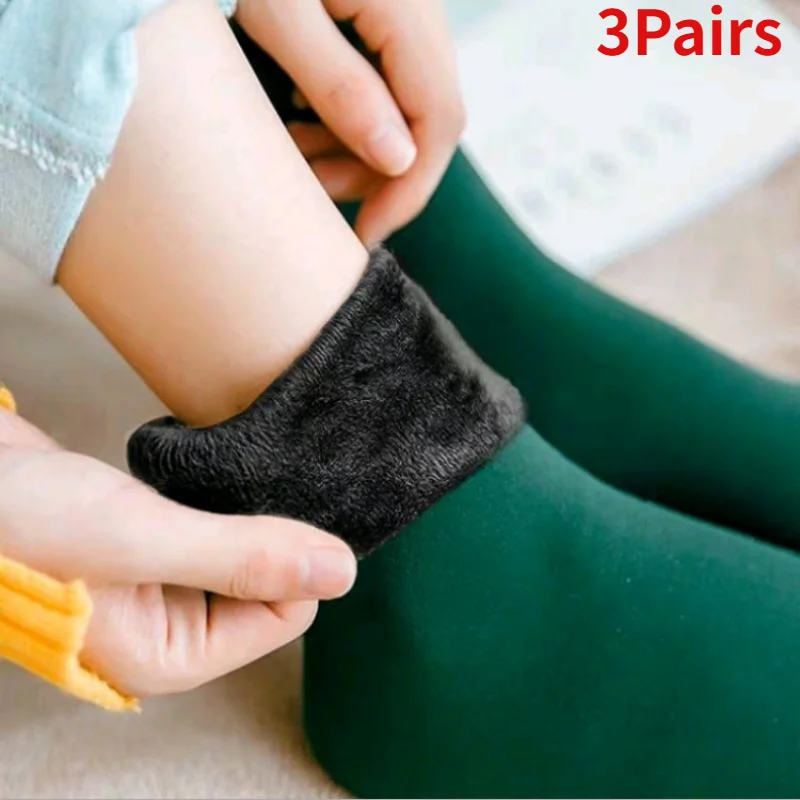 

3 пары/компл. женские зимние теплые носки однотонные носки для мужчин и женщин могут носить мягкие бархатные сапоги теплые носки для сна