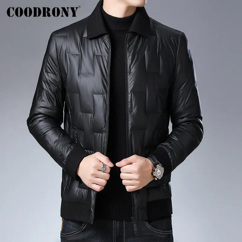 Бренд COODRONY, мужская куртка-пуховик, модное Полосатое повседневное пальто, мужская одежда, Осень-зима, толстые теплые куртки с карманами, 98028