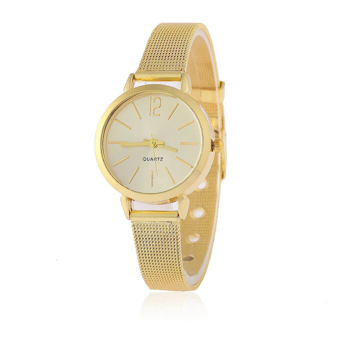 Часы наручные женские кварцевые с ремешком из нержавеющей стали и мраморным |