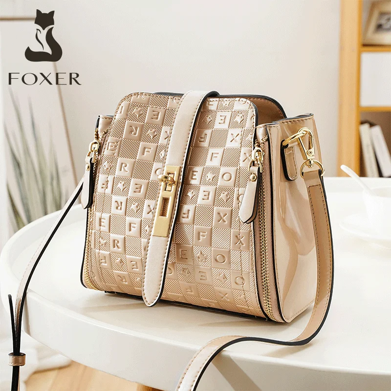 Шикарная сумка-мессенджер FOXER для женщин сумки на плечо с логотипом бренда из ПВХ