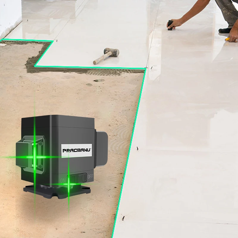 Уровень лазерный PRACMANU самонивелирующийся горизонтальный и вертикальный зеленый