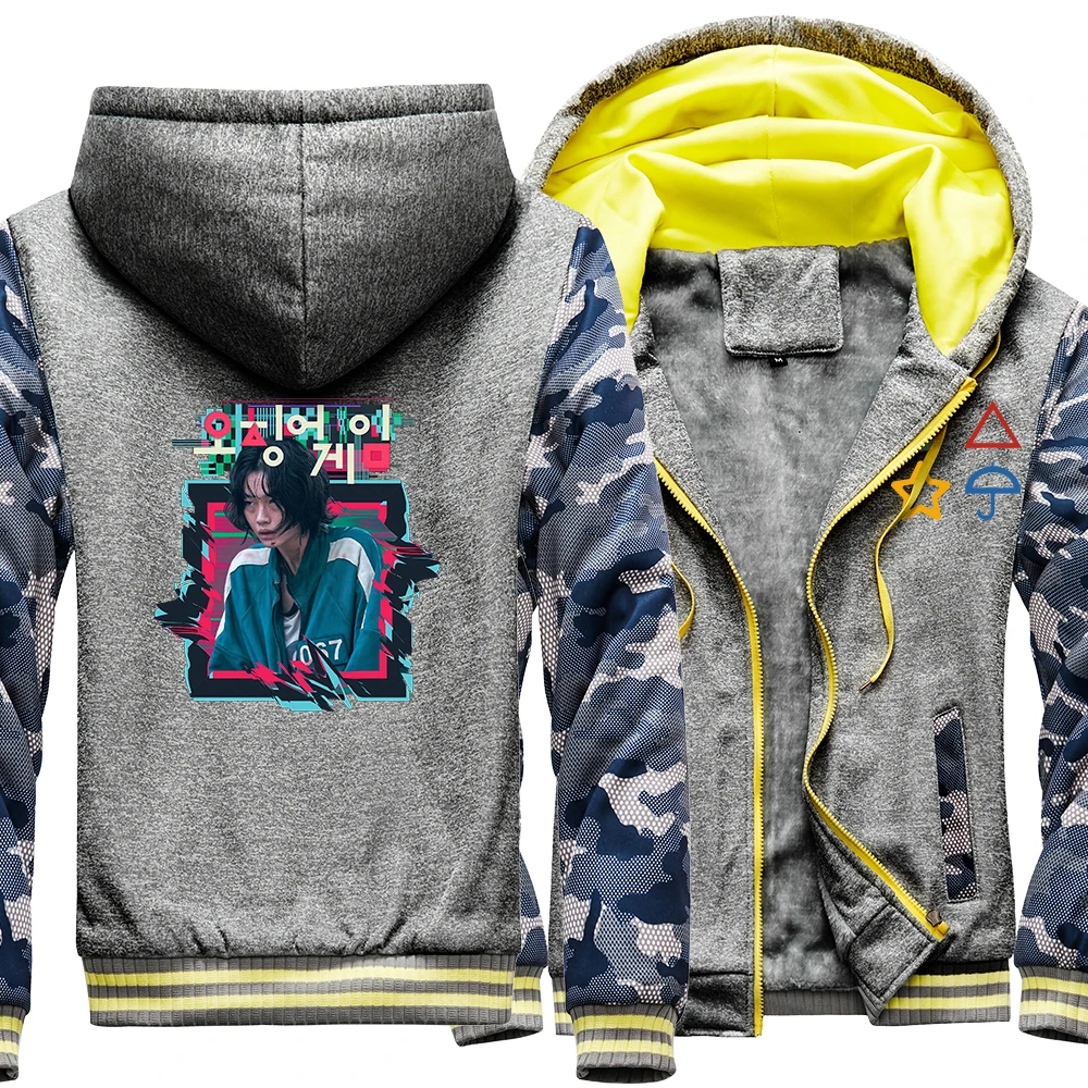 

Korean Style Squid Game Round Six Print Mens Hoody Big Size Tops Coldproof Casual Sweatshirts Comfortable Fashion Men Hoodies