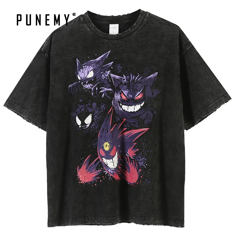 Футболка мужская в стиле хип хоп забавный узор потертая футболка из чистого