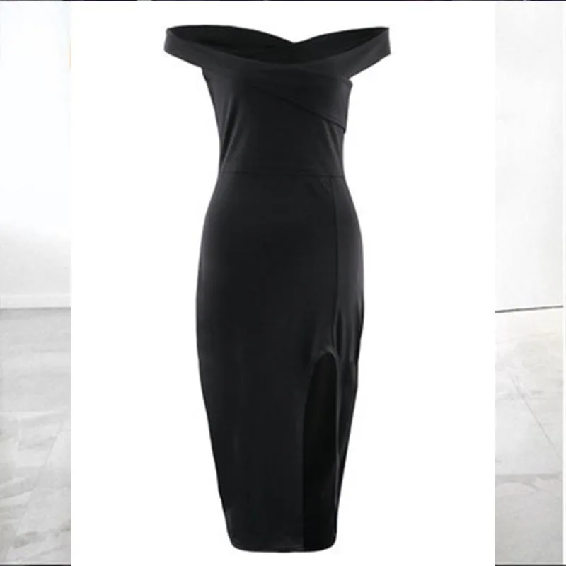 Женское обтягивающее платье BEFORW однотонное черное платье-миди на одно плечо для