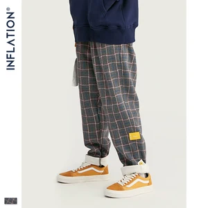 INFLATION бренд ретро Клетчатые Шерстяные мужские брюки Harajuku Свободные прямые повседневные мужские брюки 2020 AW уличный стиль мужские брюки 93362W