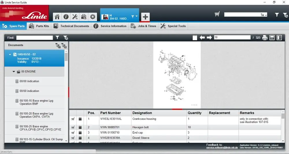 Руководство по обслуживанию Linde LSG 5.2.2 обновление данных до U0810 [1/2017] и u0130 [12 2018] U0159