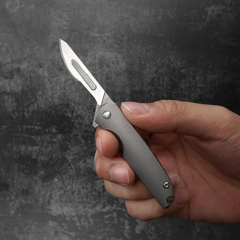 HWZBBEN Scalpels EDC Складной нож из титанового сплава с 10 лезвиями NO.24 гравировальные
