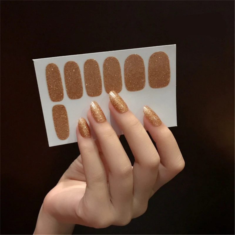 Однотонный Блестящий Порошок для дизайна ногтей наклейки лака полоски