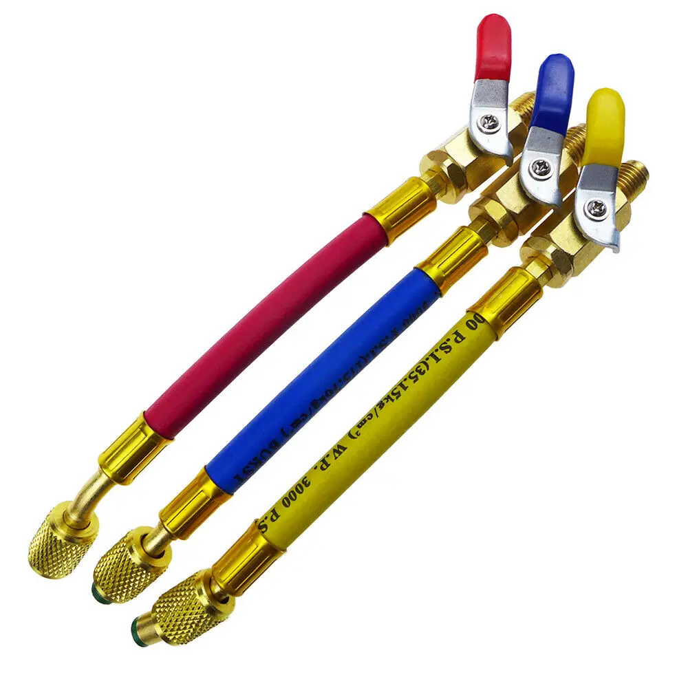 

3Pcs Air Conditioning Refrigeration High Pressure Manifold Gauge R134A R410A R22 R12 Air Conditioning HVAC Inflation Hose