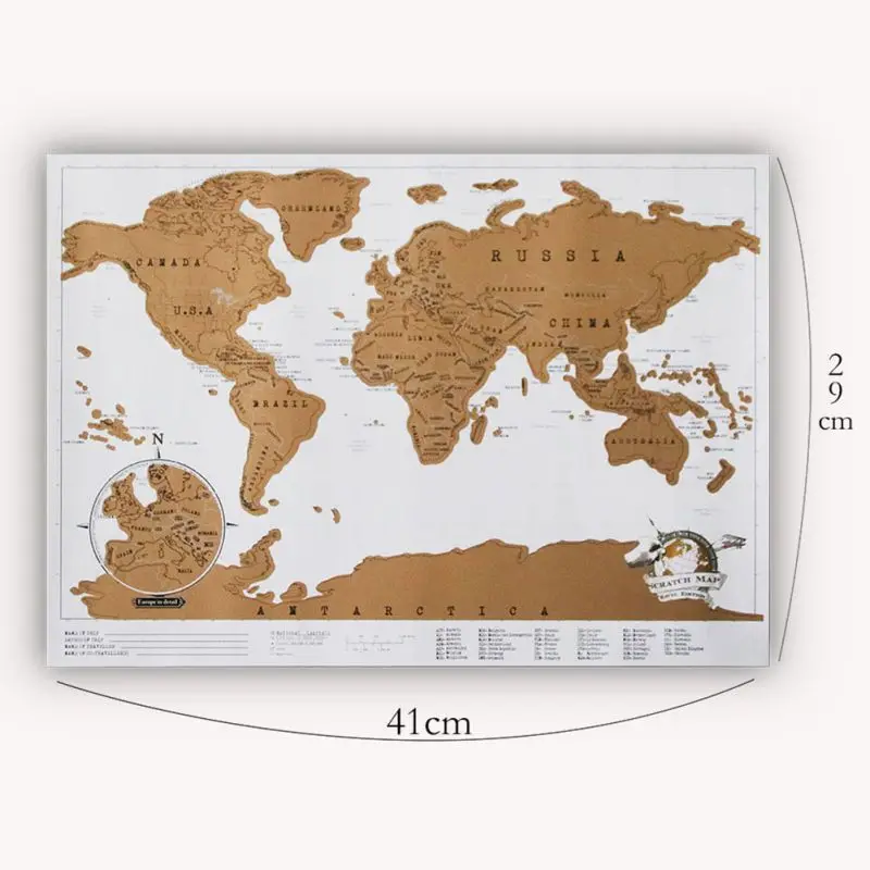 Scratch Off Map Of The World Travel Poster Easy Scratching Gold Foil Reveals Appreciated By Any Enthusiast | Дом и сад