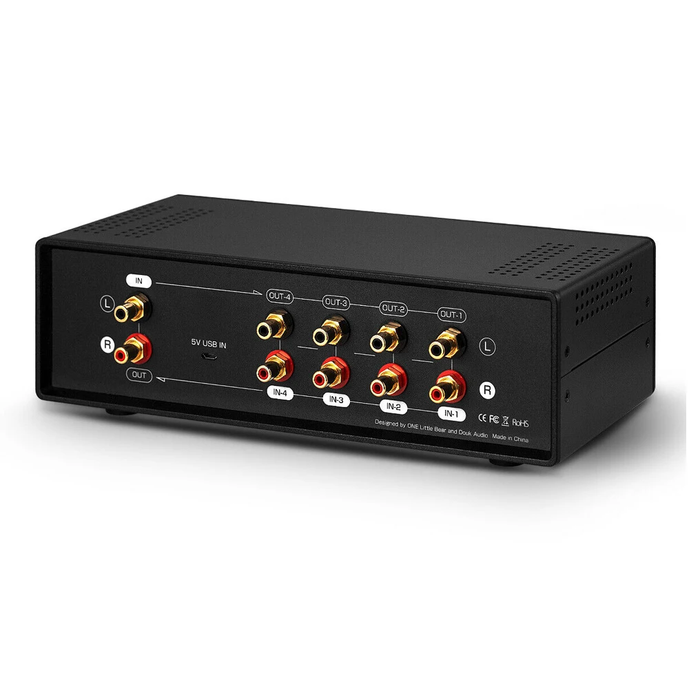 

VU2-L Bulb Version MIC+LINE Dual VU Meter Audio Splitter Box 4-Way Switcher Sound Level Indicator
