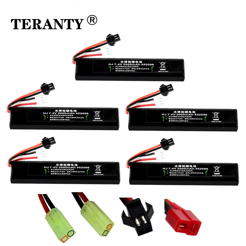 

TREANTY 5 шт. Аккумулятор для водяного пистолета 2S 7,4 в 2000 мАч Lipo аккумулятор для AKKU Mini Airsoft BB пневматический пистолет детали для электрических игрушек пистолетов 452096