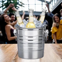 champagne wine bucket stainless steel ice bucketcooler with handles for party beer drinks silver wine barrel dropshipping
