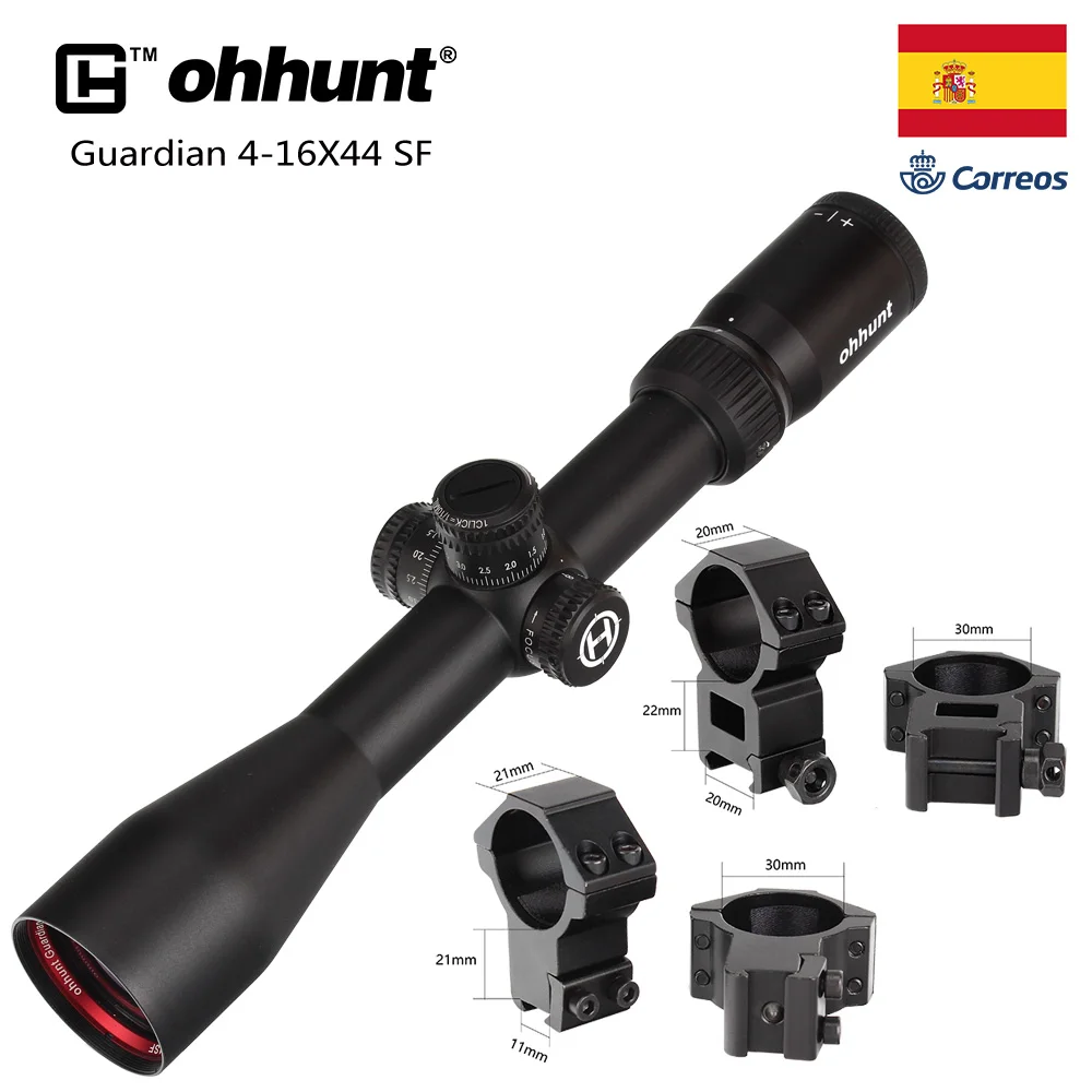 Two Style Rings Ohhunt Guardian 4-16X44 SF Охотничья винтовка прицел 1/2 полумиллиметровая точка сетка боковая параллакса башенки замок сброс тактические оптические прицелы - Цвет: Two Style Rings
