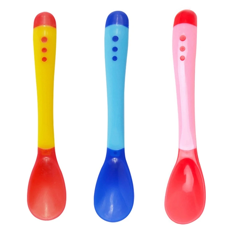 

1Pcs Baby Safety Feeding Temperature Sensing Spoon Baby Silicone Spoon Kids Children Flatware Feeding Baby Spoons